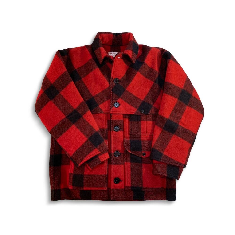 DISCONTINUED VTG FILSON Double Mackinaw Wool Cruiser (S) 38 Buffalo Red